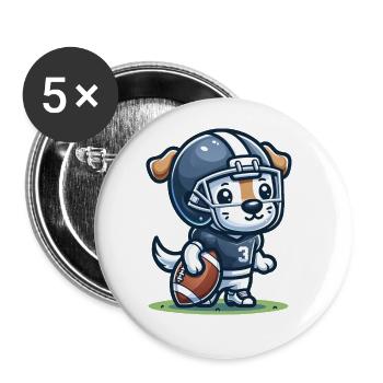 Cute American Football Player Dog - Buttons groß 56 mm (5er Pack) - Weiß - Vorne