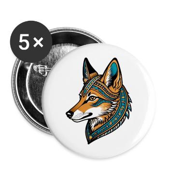 Egyptian Jackal Neo Traditional - Buttons large 2.2''/56 mm (5-pack) - white - Front