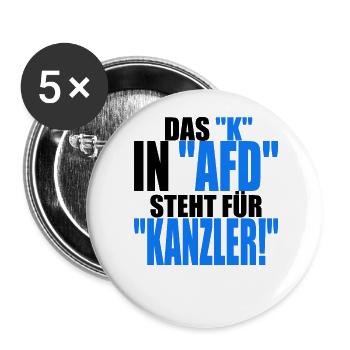 AfD stoppen gegen rechts Demokratie Vielfalt links - Buttons groß 56 mm (5er Pack) - Weiß - Vorne