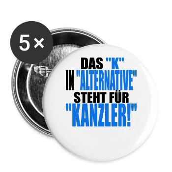 AfD stoppen gegen rechts Demokratie Vielfalt links - Buttons groß 56 mm (5er Pack) - Weiß - Vorne