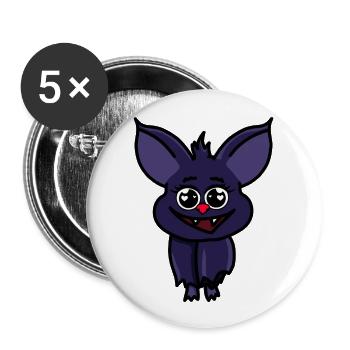 Chauve-souris Halloween Enfants Mignon Coeurs Yeux Chauve-souris - Lot de 5 grands badges (56 mm) - blanc - Devant