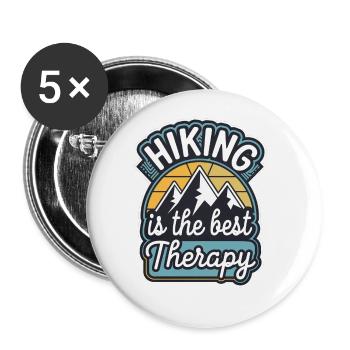 Hiking Is The Best Therapy 10 - Buttons groß 56 mm (5er Pack) - Weiß - Vorne