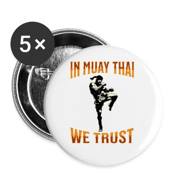 Muay Thai Boxing Muay Thai - Buttons groß 56 mm (5er Pack) - Weiß - Vorne