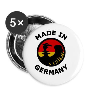 Hergestellt in Deutschland - Buttons groß 56 mm (5er Pack) - Weiß - Vorne