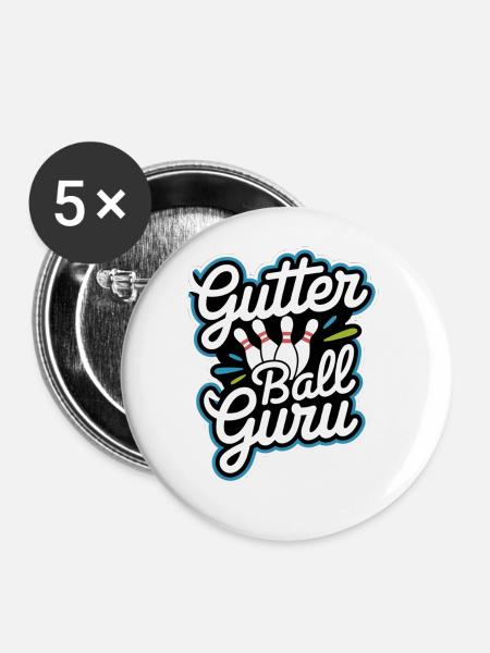 Gutter Ball Guru 11 - Buttons groß 56 mm (5er Pack) - Weiß