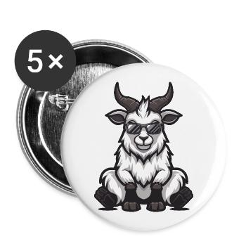 Chèvre de montagne Bande dessinée cool - Lot de 5 grands badges (56 mm) - blanc - Devant