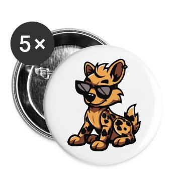Hyäne Cool Comic - Buttons groß 56 mm (5er Pack) - Weiß - Vorne