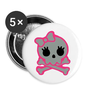 skull - Buttons groß 56 mm (5er Pack) - Weiß - Vorne