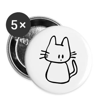 Katze - Buttons groß 56 mm (5er Pack) - Weiß - Vorne