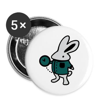 Kaninchen + Uhr - Buttons groß 56 mm (5er Pack) - Weiß - Vorne