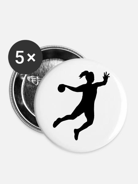 Handball Sprungwurf - Buttons groß 56 mm (5er Pack) - Weiß
