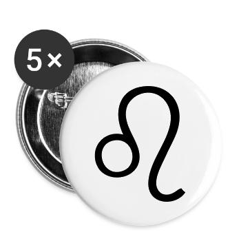 lion symbole astro - Lot de 5 grands badges (56 mm) - blanc - Devant