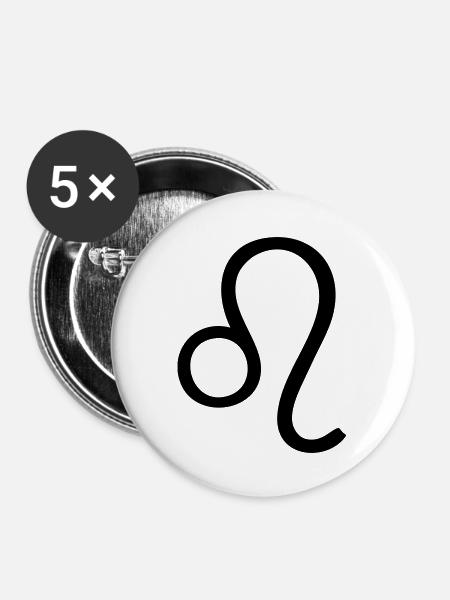 Löwe Astro Symbol - Buttons groß 56 mm (5er Pack) - Weiß