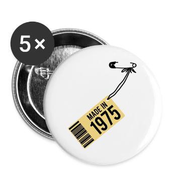 Anniversaire T-shirt 1975 - Lot de 5 grands badges (56 mm) - blanc - Devant