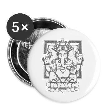 Ganesha Black Distressed - Buttons large 2.2''/56 mm (5-pack) - white - Front