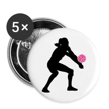 Volleyball Girl - Buttons groß 56 mm (5er Pack) - Weiß - Vorne