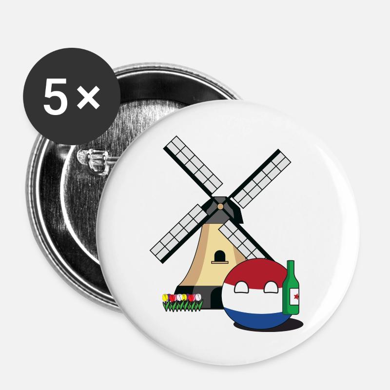 NetherlandsBall I - Buttons large 2.2''/56 mm (5-pack) - white