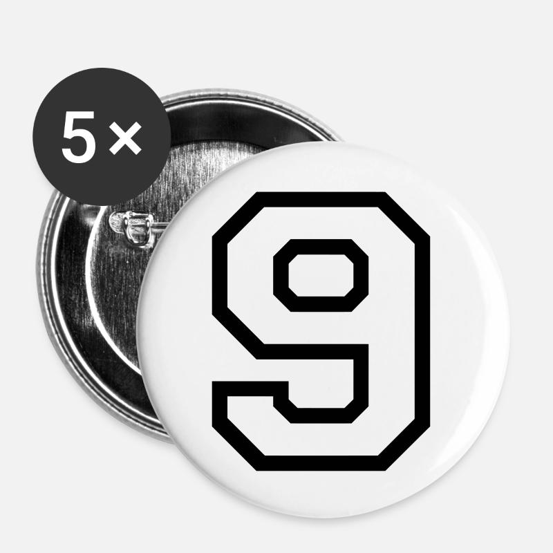 THE NUMBER 9-NINE - Buttons large 2.2''/56 mm (5-pack) - white
