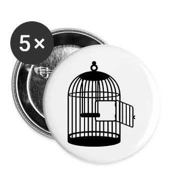 cage vide ouvert/ empty cage (1c) - Lot de 5 grands badges (56 mm) - blanc - Devant