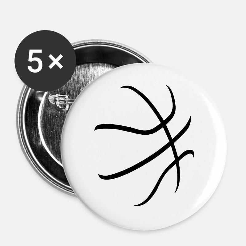 basketball - Buttons groß 56 mm (5er Pack) - Weiß