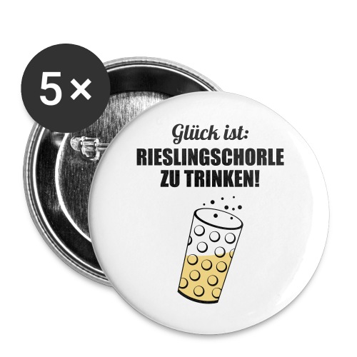 Glück trinken - Dubbeglas mit Schorle inside - Buttons groß 56 mm (5er Pack)