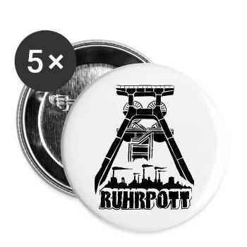 Dirty Ruhrpott Shirt - Buttons groß 56 mm (5er Pack) - Weiß - Vorne
