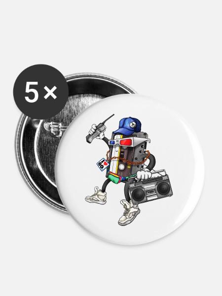 80s Retro Funky Design - Buttons large 2.2''/56 mm (5-pack) - white