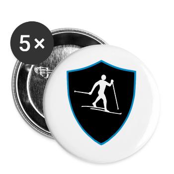 Langlauf Schild - Buttons groß 56 mm (5er Pack) - Weiß - Vorne
