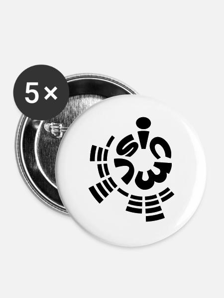 music (1c) - Buttons groß 56 mm (5er Pack) - Weiß