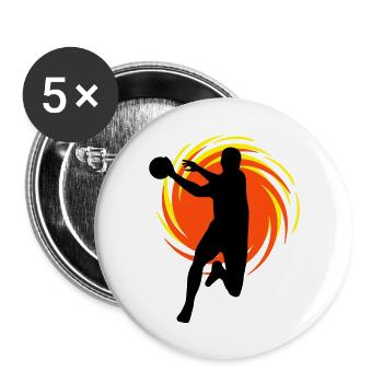 Wirbel Handballer - Buttons groß 56 mm (5er Pack) - Weiß - Vorne
