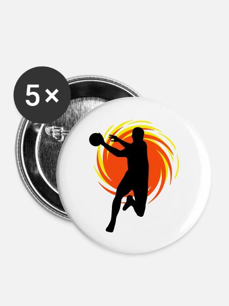 Wirbel Handballer - Buttons groß 56 mm (5er Pack) - Weiß