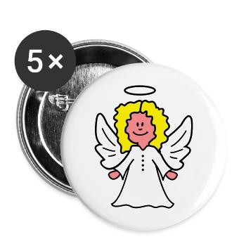 Christkind Engel - Buttons groß 56 mm (5er Pack) - Weiß - Vorne