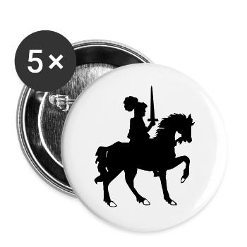 Knight with sword and horse - Buttons large 2.2''/56 mm (5-pack) - white - Front