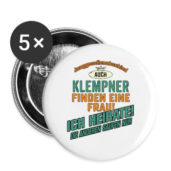 JGA BRAEUTIGAM - Klempner - petrol strong orange - - Buttons groß 56 mm (5er Pack) - Weiß - Vorne