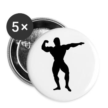 bodybuilder - Lot de 5 grands badges (56 mm) - blanc - Devant