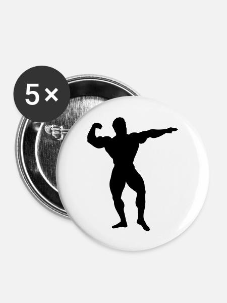 bodybuilder - Buttons groß 56 mm (5er Pack) - Weiß