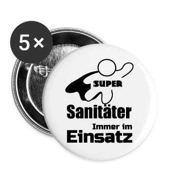 Super Sanitäter Geschenk - Buttons groß 56 mm (5er Pack) - Weiß - Vorne