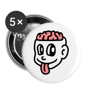 Crazy boy - cerveau - Lot de 5 grands badges (56 mm) - blanc - Devant