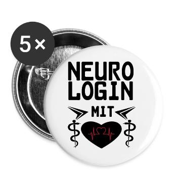 Neurologin mit Herz Geschenk - Buttons groß 56 mm (5er Pack) - Weiß - Vorne