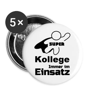 Super Kollege Geschenk - Buttons groß 56 mm (5er Pack) - Weiß - Vorne
