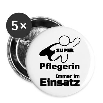 Super Pflegerin Geschenk - Buttons groß 56 mm (5er Pack) - Weiß - Vorne