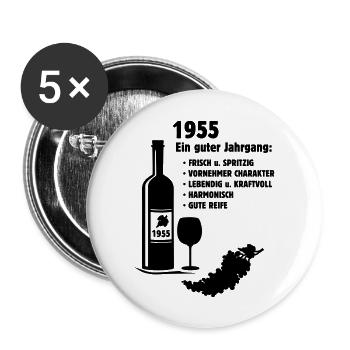Geburtstag Jahrgang 1955 - Buttons groß 56 mm (5er Pack) - Weiß - Vorne