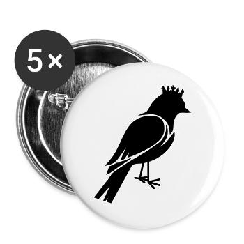 Bird silhouette with crown - Buttons large 2.2''/56 mm (5-pack) - white - Front