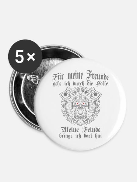 Meine Freunde - Buttons groß 56 mm (5er Pack) - Weiß