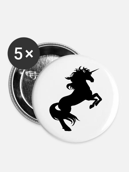 Einhhorn steigend kl - Buttons groß 56 mm (5er Pack) - Weiß