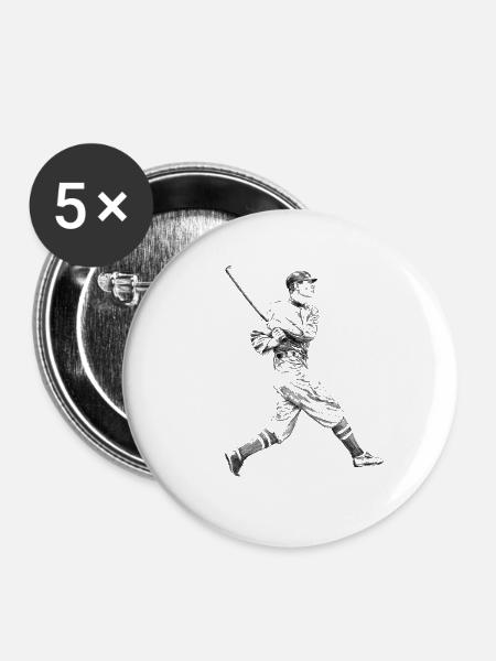 Baseball - Buttons groß 56 mm (5er Pack) - Weiß