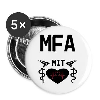 MFA mit Herz Geschenk Medizin Spruch - Buttons groß 56 mm (5er Pack) - Weiß - Vorne