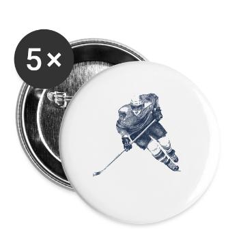 Hockey - Buttons groß 56 mm (5er Pack) - Weiß - Vorne