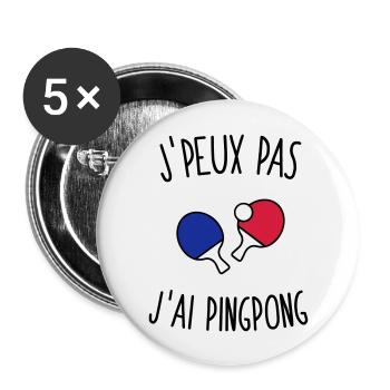 J'peux pas j'ai pingpong - Lot de 5 grands badges (56 mm) - blanc - Devant