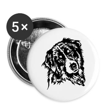 Australian Shepherd Aussie Hund Hunde Wilsigns - Buttons groß 56 mm (5er Pack) - Weiß - Vorne